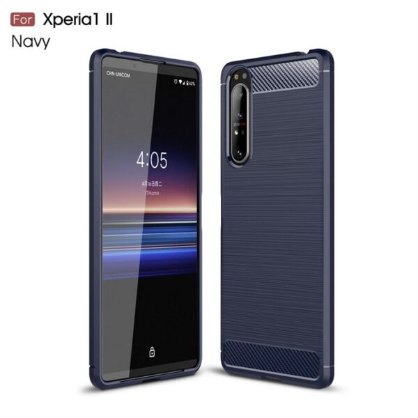 Sony-Xperia-1-II-Case-Silicone-Rugged-Armor-Soft-Cover-Case (BLUE)