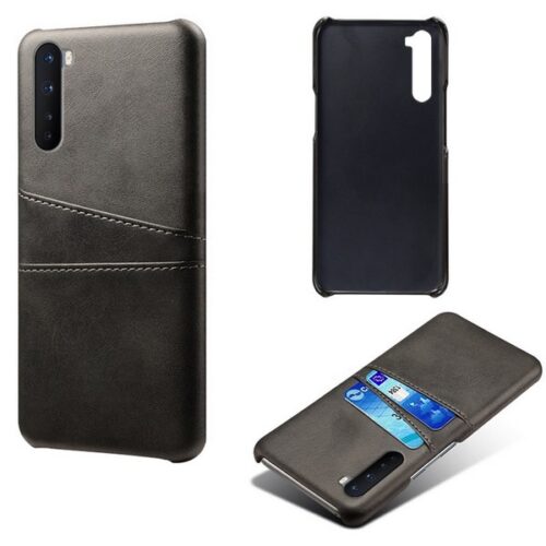 Oneplus-Nord-Luxury-Card-Holder-Hard-PC-Leather-Wallet-Case (Black)