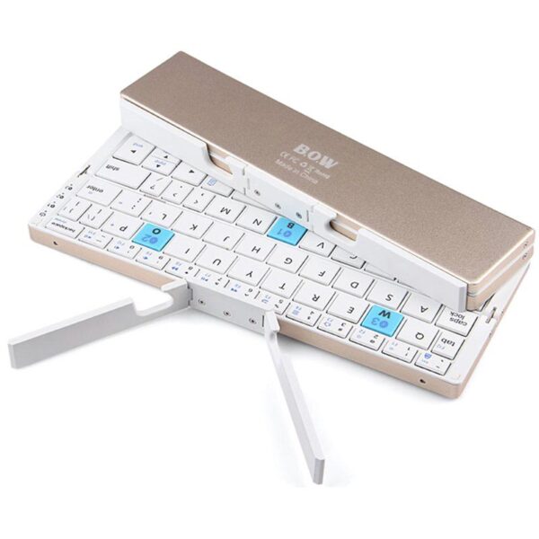 Bow-HB199-Foldable-3-Channel-Bluetooth-Keyboard-with-Stand-Gold
