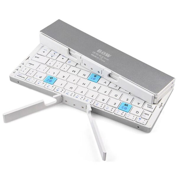 Bow-HB199-Foldable-3-Channel-Bluetooth-Keyboard-with-Stand-Silver