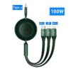 Baseus Bright Mirror Series II Retractable 3-in-1 Fast Charging Cable - Green