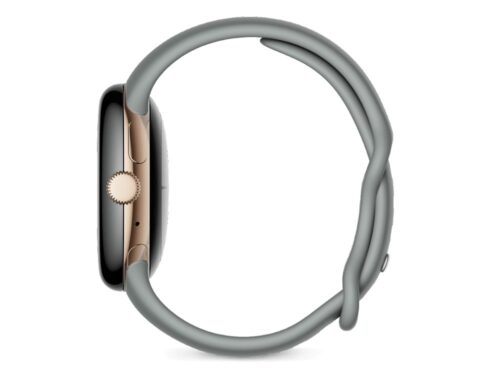 Google Pixel Watch Champagne Gold case Hazel Active band