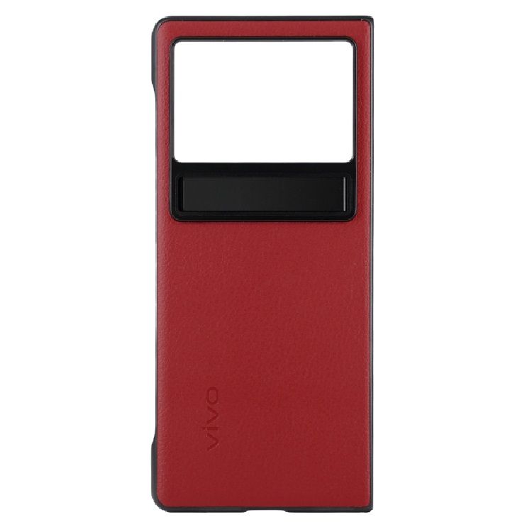 Vivo X Fold+ Plain Leather Stand Protective Case (Red Front)