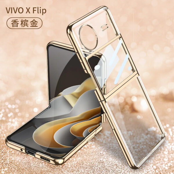 GKK Electroplating Clear Hard Case for Vivo X Flip - Gold - Alezay Kuwait