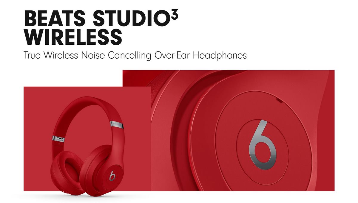Beats Studio 3 True Wireless Noise Cancelling Over-Ear Headphones - Red - Banner - Alezay Kuwait