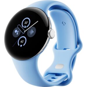 Google Pixel Watch 2 - Polished Silver Aluminum Case Bay Active Band - Alezay Kuwait