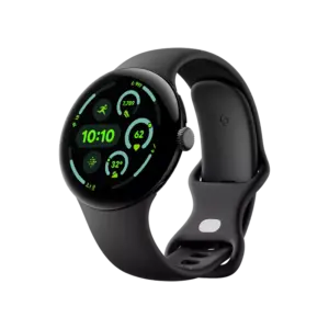 Google Pixel Watch 3 - 45mm - Matte Black Aluminum Case Obsidian Active Band - Alezay Kuwait - Google Kuwait
