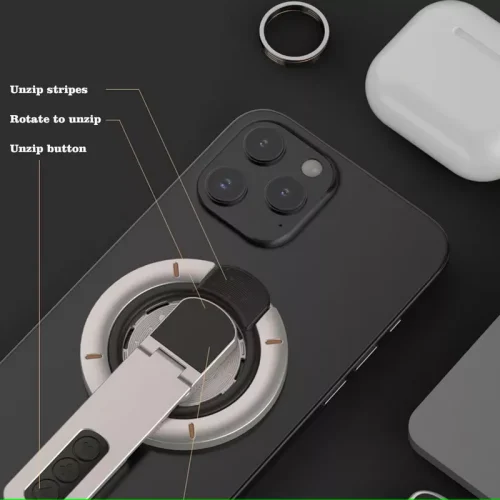 Double-sided Magnetic Phone Holder Ultra-thin 360° Rotatable Multifunctional & Multi-angle Adjustable Phone Holder - Alezay Kuwait
