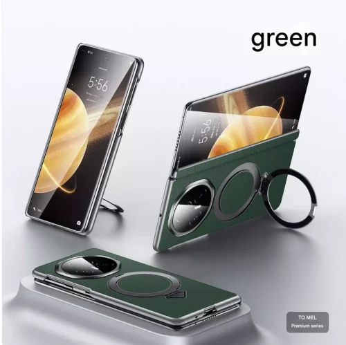 Honor Magic V3 Leather Magnetic Handle MagSafe Case with Hinge Protection by SULADA - Green - Alezay Kuwait