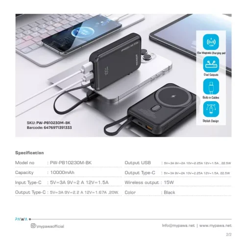 Pawa Magwave Magsafe 10000mAh Powerbank - Alezay Kuwait - PAWA Kuwait