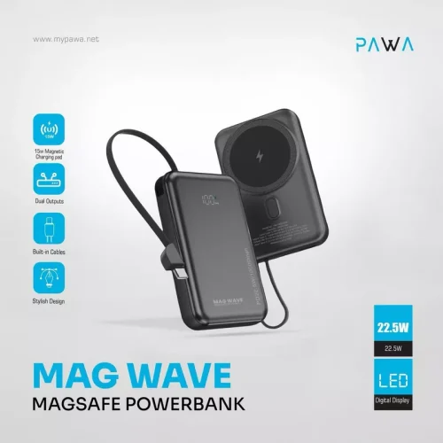 Pawa Magwave Magsafe 10000mAh Powerbank - Black - Alezay Kuwait - PAWA Kuwait