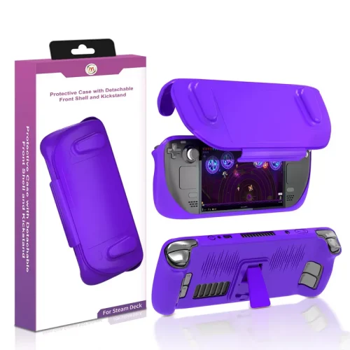Steam Deck Protective Case with Detachable Front Shell and Kickstand - Black - Purple - Steam Deck OLED - Aleazy Kuwait
