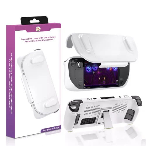 Steam Deck Protective Case with Detachable Front Shell and Kickstand - Black - White - Steam Deck OLED - Aleazy Kuwait
