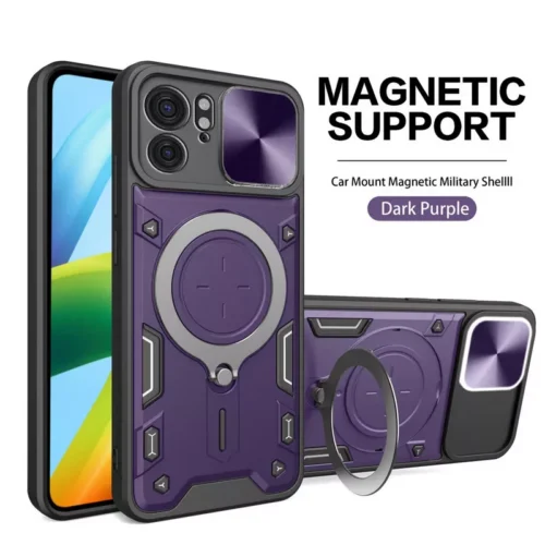 Infinix GT 30 Pro Magnetic Support Case with Rotating Metal Ring Holder - Purple - Alezay Kuwait - Infinix Kuwait