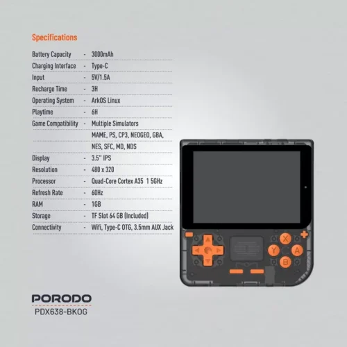 Porodo Gaming Retro Arcade Gaming Console - Alezay Kuwait - Porodo Kuwait