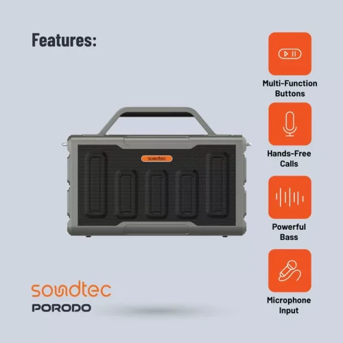 Porodo Soundtec Surge 2.2 Channel Party Speaker - Black - Alezay Kuwait - Porodo Kuwait
