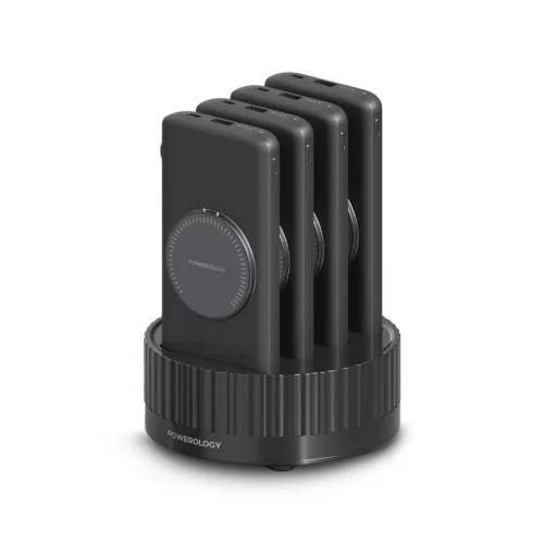 Powerology 4 in 1 Station 10000mAh PD 100W QC Wireless Powerbank (PPBCHA2641) - Black - Alezay Kuwait - Powerology Kuwait