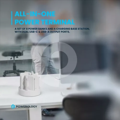 Powerology 8-in-1 Station 10000mAh PD 120W QC Wireless Powerbank - White - Alezay Kuwait - Powerology Kuwait