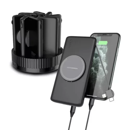 Powerology 8-in-1 Station 10000mAh PD 120W QC Wireless Powerbank - Black - Alezay Kuwait - Powerology Kuwait