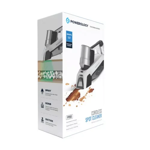 Powerology Cordless Spot Cleaner - White - Alezay Kuwait - Powerology Kuwait