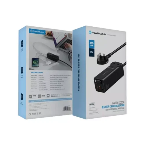 Powerology Desktop Charging Station - Black - Alezay Kuwait - Powerology Kuwait