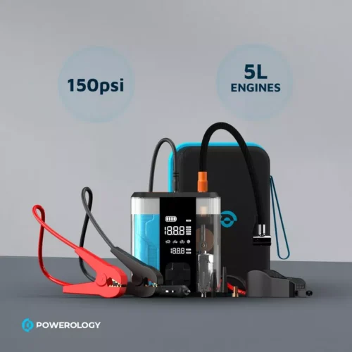 Powerology PPO47 8800mAh Jump Start Air Compressor - Alezay Kuwait - Powerology Kuwait