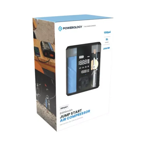 Powerology PPO47 8800mAh Jump Start Air Compressor - Alezay Kuwait - Powerology Kuwait