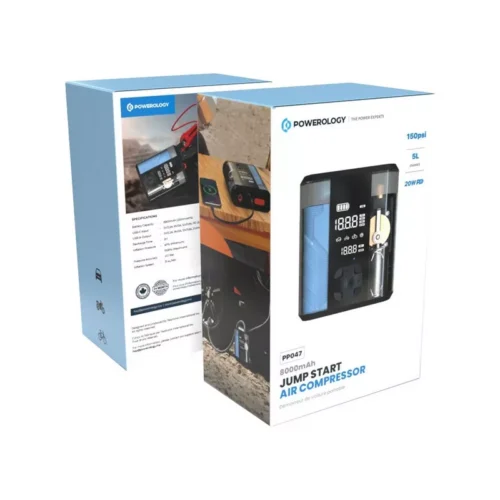 Powerology PPO47 8800mAh Jump Start Air Compressor - Alezay Kuwait - Powerology Kuwait