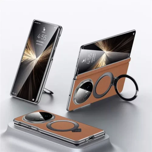 Honor Magic V5 Leather Magnetic Handle MagSafe Case - Brown - Alezay Kuwait - Sulada Kuwait