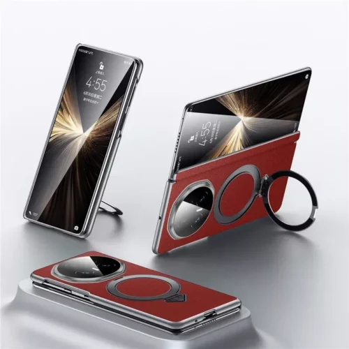 Honor Magic V5 Leather Magnetic Handle MagSafe Case - Red - Alezay Kuwait - Sulada Kuwait