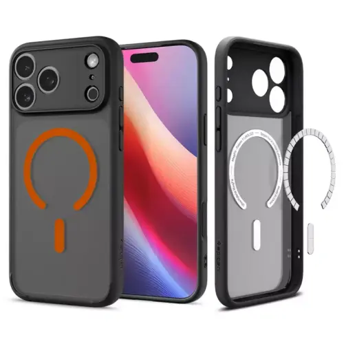 Apple iPhone 17 Pro Max Case Ultra Hybrid Magfit Spigen - Apple iPhone 17 Pro Case Ultra Hybrid Mag - Frost Black Orange - Alezay Kuwait - Spigen Kuwait