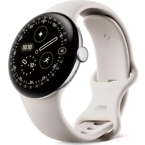 Google Pixel aWatch 4 (41mm) - Polished Silver Case with Porcelain Active Band - Alezay Kuwait - Google Store Kuwait