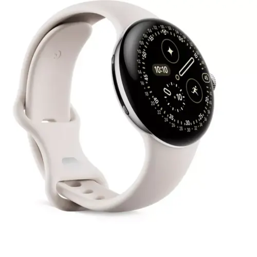 Google Pixel aWatch 4 (41mm) - Polished Silver Case with Porcelain Active Band - Alezay Kuwait - Google Store Kuwait