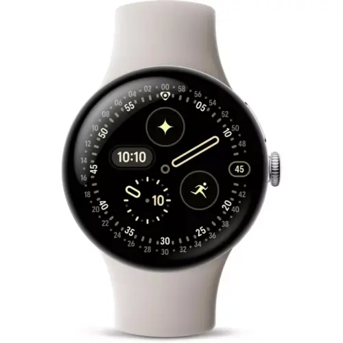 Google Pixel aWatch 4 (41mm) - Polished Silver Case with Porcelain Active Band - Alezay Kuwait - Google Store Kuwait
