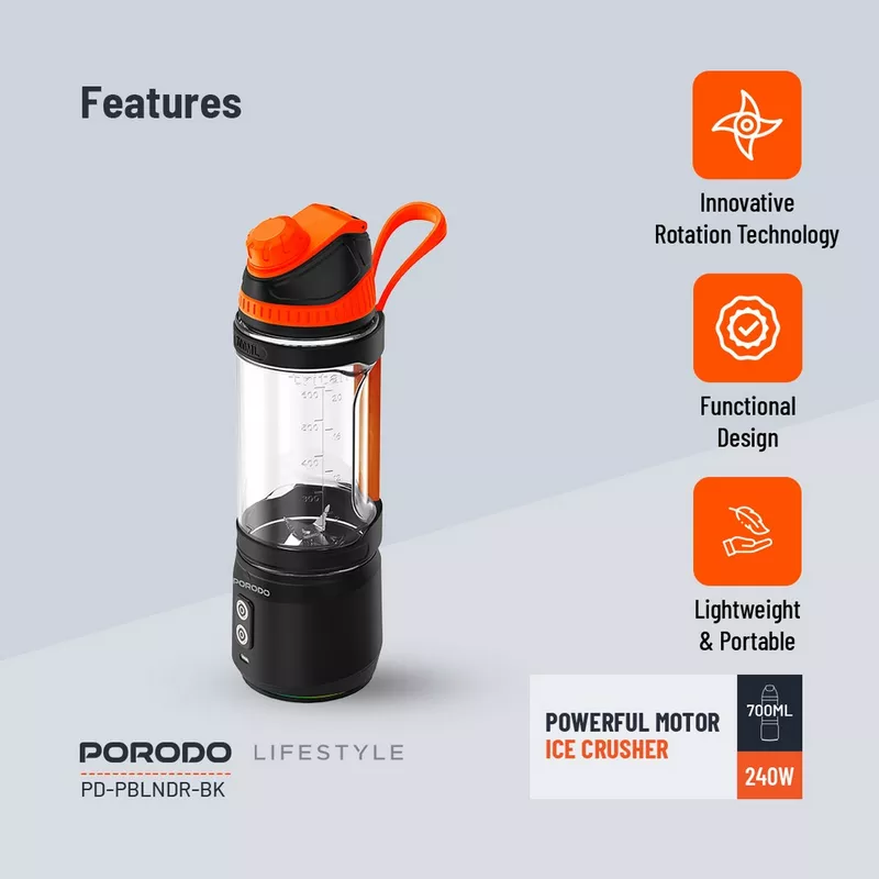 Porodo Lifestyle Dual Spin Clockwise and Reverse Portable Blender 17 Porodo Lifestyle Dual Spin Clockwise and Reverse Portable Blender - Porodo Kuwait - Alezay Kuwait