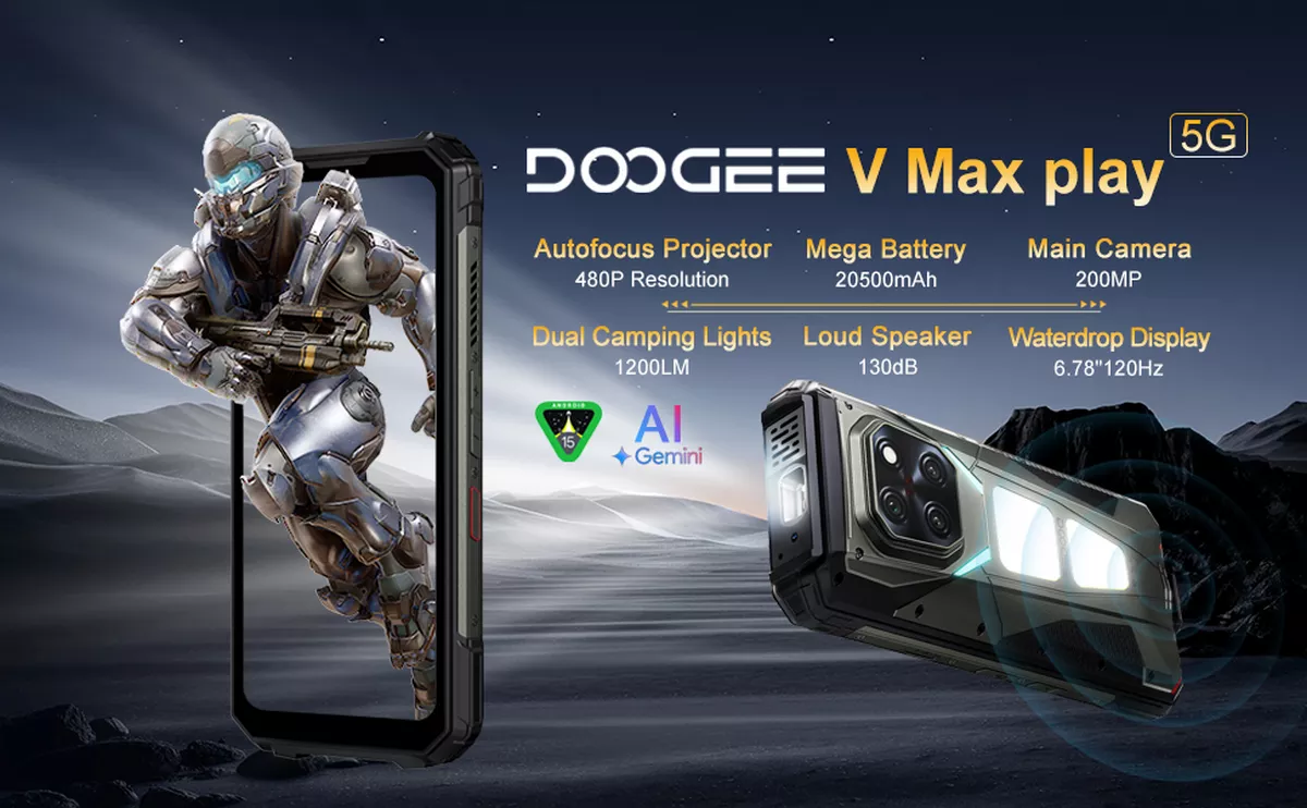 DOOGEE V Max Play 5G Rugged Android 15 Phone with 480P HD Portable Autofocus Projector - DOOGEE Kuwait - Alezay Kuwait
