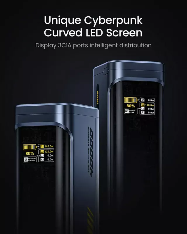 AOHI Starship 40000mAh Power Bank 140W Charger with USB-C to USB-C Cable, 2-in-1 Charging Station + Power Bank 19 AOHI Starship 40000mAh Power Bank 140W Charger - AOHI Kuwait - Alezay Kuwait