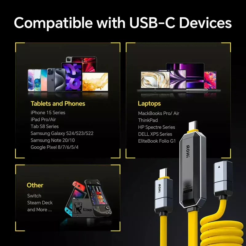 AOHI The Future Magflash 2-in-1 Charging & Data Storage Cable Set (512GB/ 240W/ 1000MB/s) 15 AOHI The Future Magflash 2-in-1 Charging & Data Storage Cable Set - 512GB - Aohi Kuwait - Alezay Kuwait