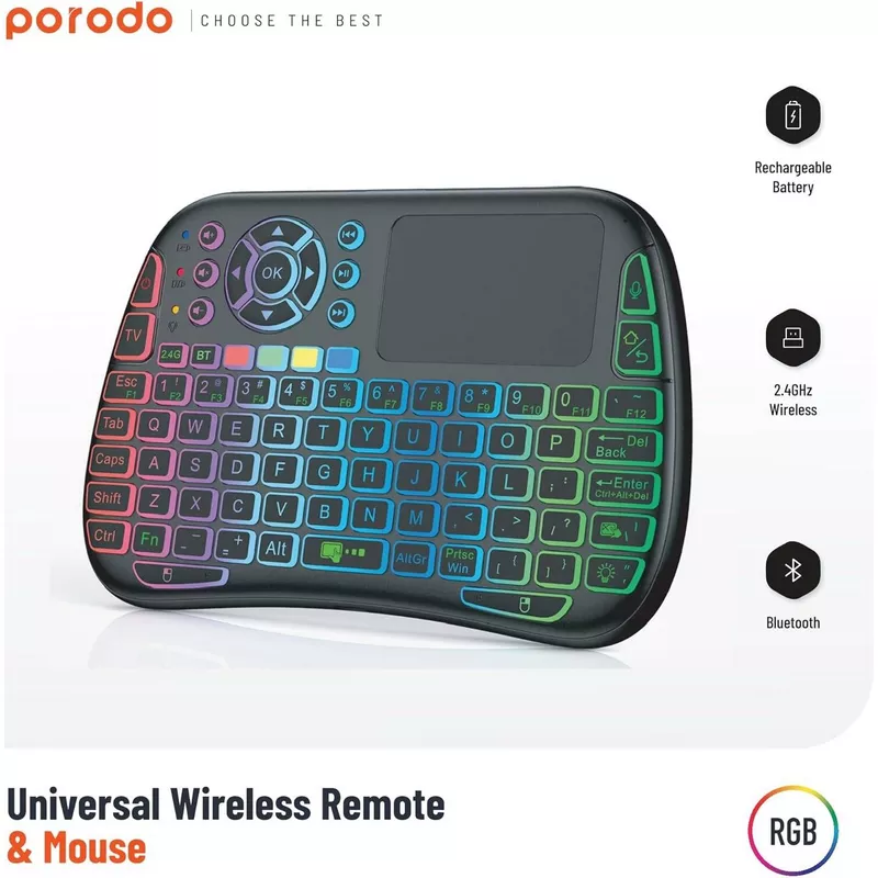 Porodo Universal Keyboard Remote and Mouse 18 Porodo Universal Keyboard Remote and Mouse - Porodo Kuwait Store - Alezay Kuwait