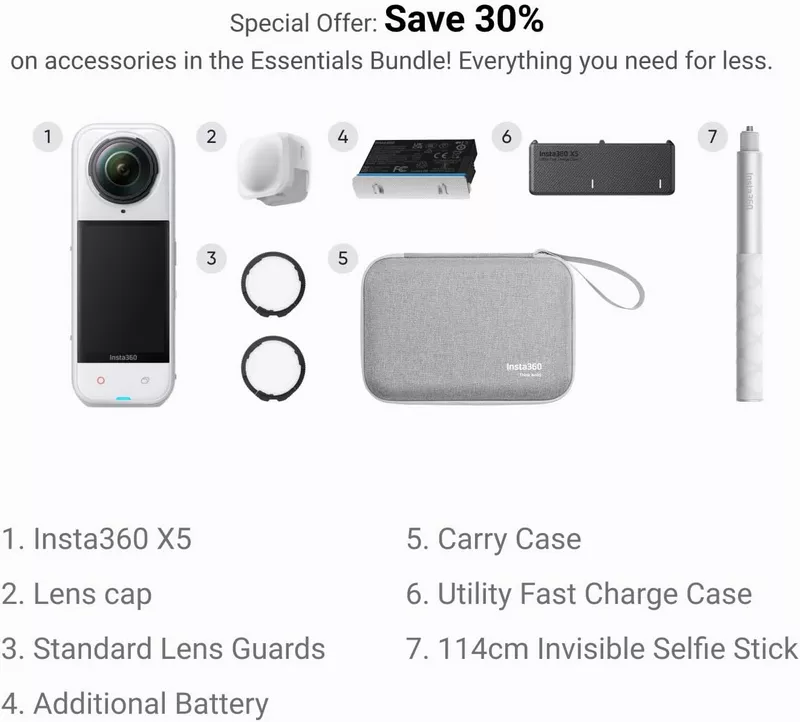 Insta360 X5 Essentials Bundle 360° 8K Action Camera 25 Insta360 X5 Essentials Bundle - Insta360 Kuwait - Alezay Kuwait