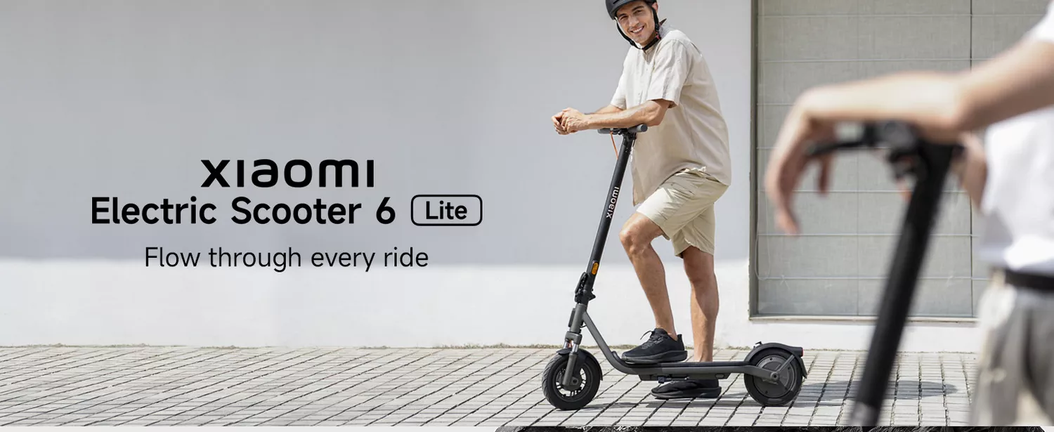Xiaomi Electric Scooter 6 Lite GL, Dual-Spring Front Suspension, 25km Range, 10-Inch Pneumatic Tires, 500W Peak Motor, Front Drum & Rear E-ABS Braking, Foldable Scooter for Adults, Road Legal, BHR08R6GL 19 Xiaomi Electric Scooter 6 Lite GL - Banner - Xiaomi Kuwait - Alezay Kuwait