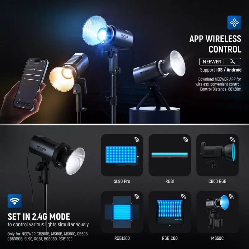 NEEWER MS150C 150W Mini RGB LED Video Light 13 NEEWER MS150C 150W Mini RGB LED Video Light - Alezay Kuwait - NEEWER Kuwait