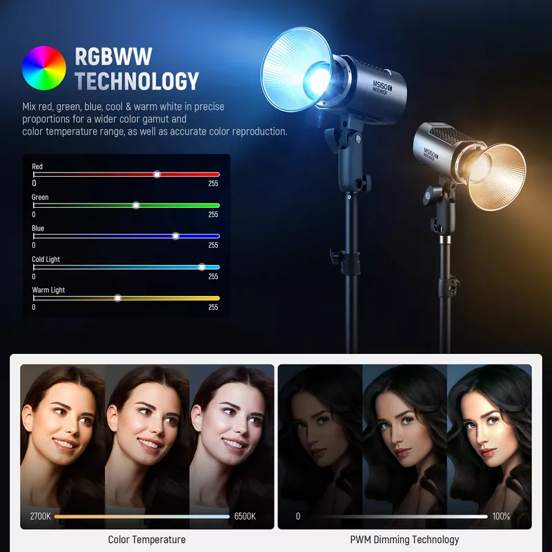 NEEWER MS150C 150W Mini RGB LED Video Light 15 NEEWER MS150C 150W Mini RGB LED Video Light - Alezay Kuwait - NEEWER Kuwait
