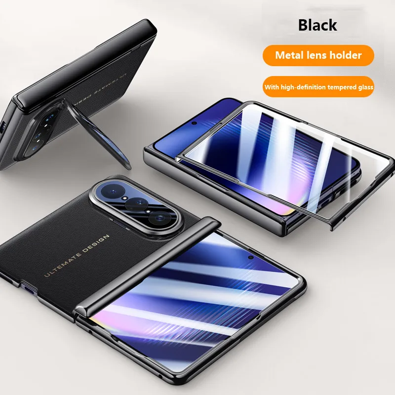 Huawei Pura X Max Luxury Leather Cover with Camera Lens Protection & Metal Lens Holder 11 Huawei Pura X Max Luxury Leather Cover - Black - Huawei Kuwait - Alezay Kuwait