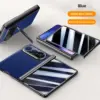 Huawei Pura X Max Luxury Leather Cover - Blue With Privacy Glass - Huawei Kuwait - Alezay Kuwait
