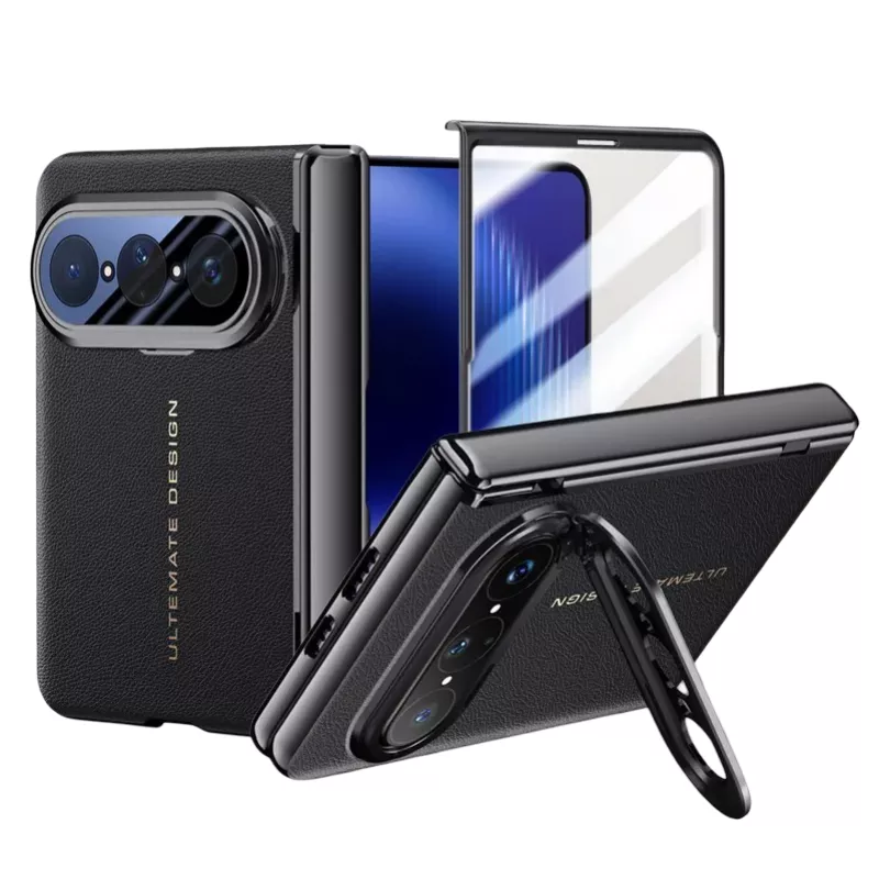 Huawei Pura X Max Luxury Leather Cover with Camera Lens Protection & Metal Lens Holder 10 Huawei Pura X Max Luxury Leather Cover - Huawei Kuwait - Alezay Kuwait