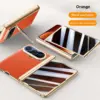 Huawei Pura X Max Luxury Leather Cover - Orange With Privacy Glass - Huawei Kuwait - Alezay Kuwait