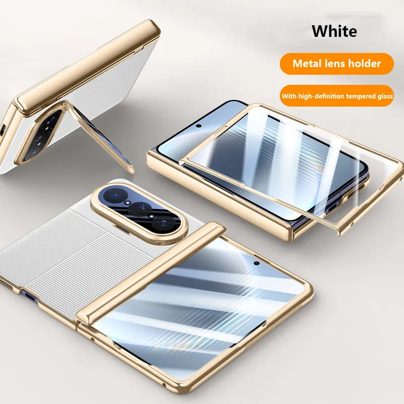 Huawei Pura X Max Luxury Leather Cover with Camera Lens Protection & Metal Lens Holder 14 Huawei Pura X Max Luxury Leather Cover - White - Huawei Kuwait - Alezay Kuwait