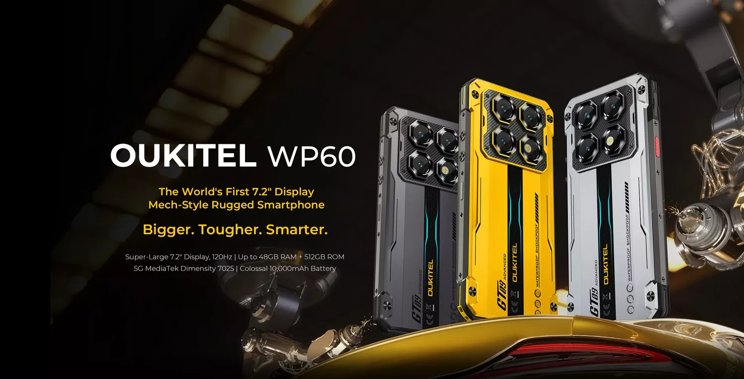 Oukitel WP60 with World’s First 7.2 Display Mech-Style 5G Rugged Smartphone - Banner - Oukitel Kuwait - Alezay Kuwait