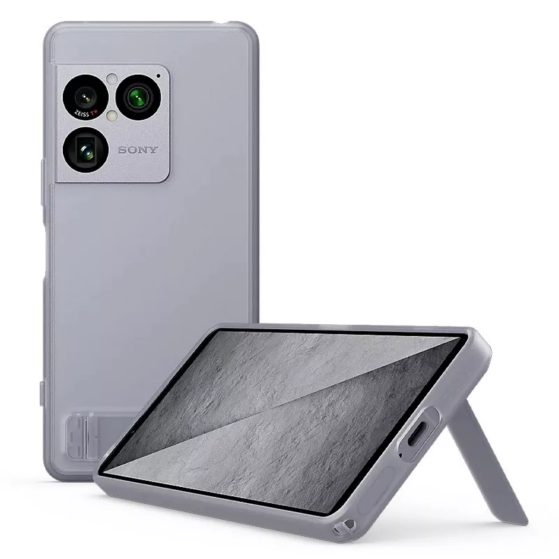 Sony Xperia 1 VIII Style Cover with Stand (Official) 20 Sony Xperia 1 VIII Style Cover with Stand - Lolite Silver - Sony Kuwait - Alezay Kuwait